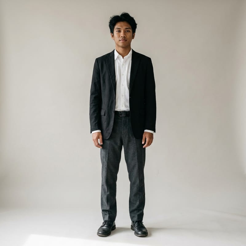 Dark blazer, no tie