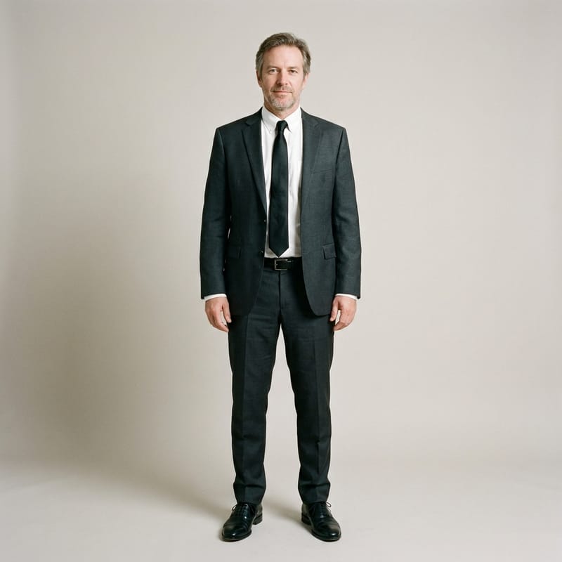 Dark suit and tie
