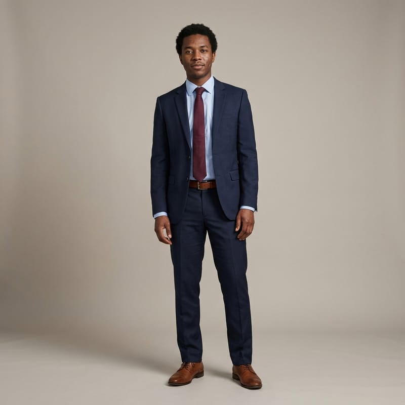 Navy suit and tie